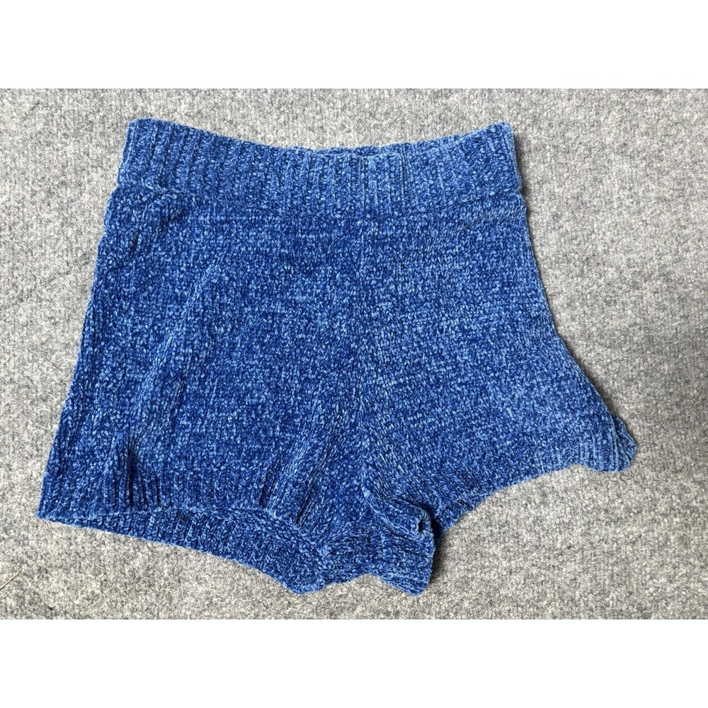 MAJORELLE Shorts Womens S Blue Velour Knit Elastic Waist Lounge Casual
